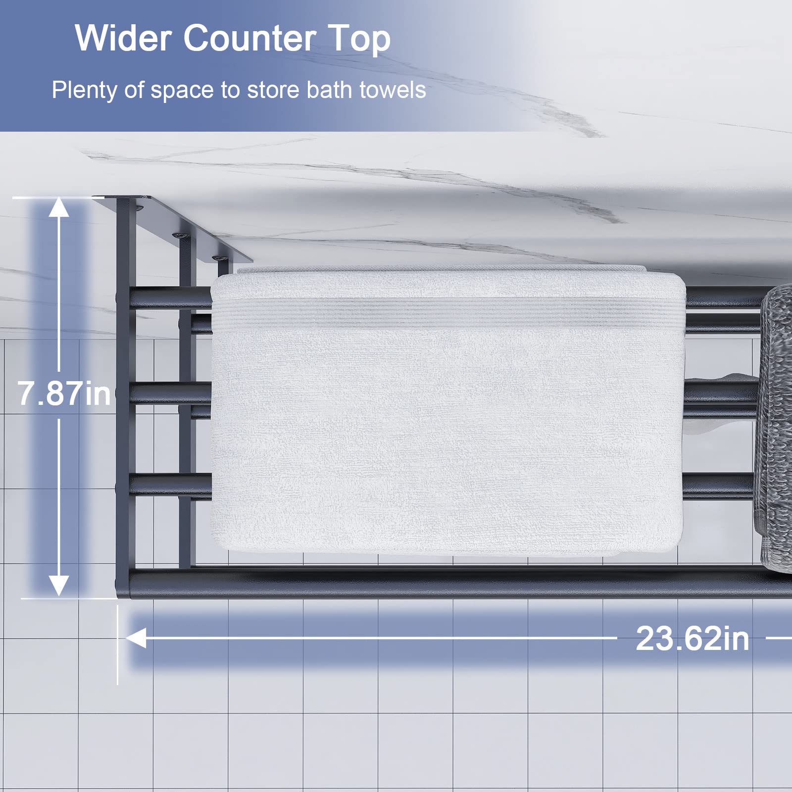 Bethom Hotel Towel Rack With Tower Bars, Towel Shelf For Bathroom Wall Mounted 3-Tier, 24 Inch Bathroom Towel Shelf With Towel B